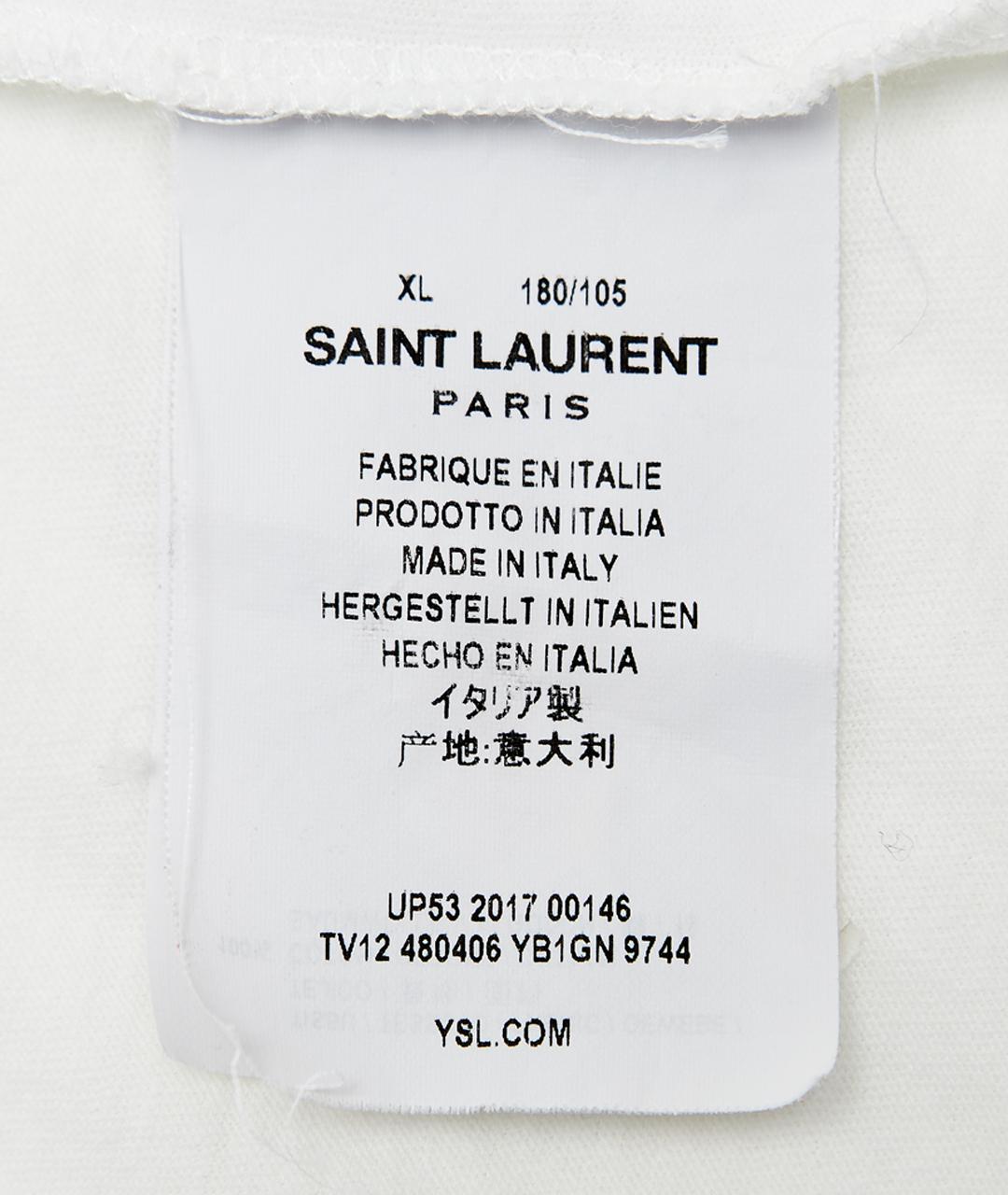 SAINT LAURENT Белая хлопковая футболка, фото 7