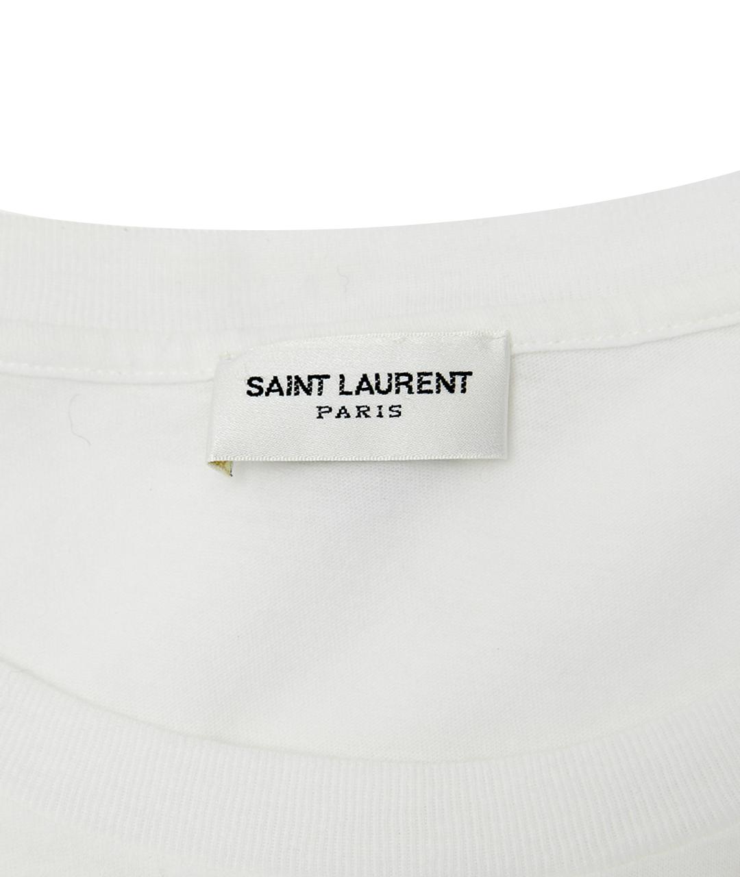 SAINT LAURENT Белая хлопковая футболка, фото 9