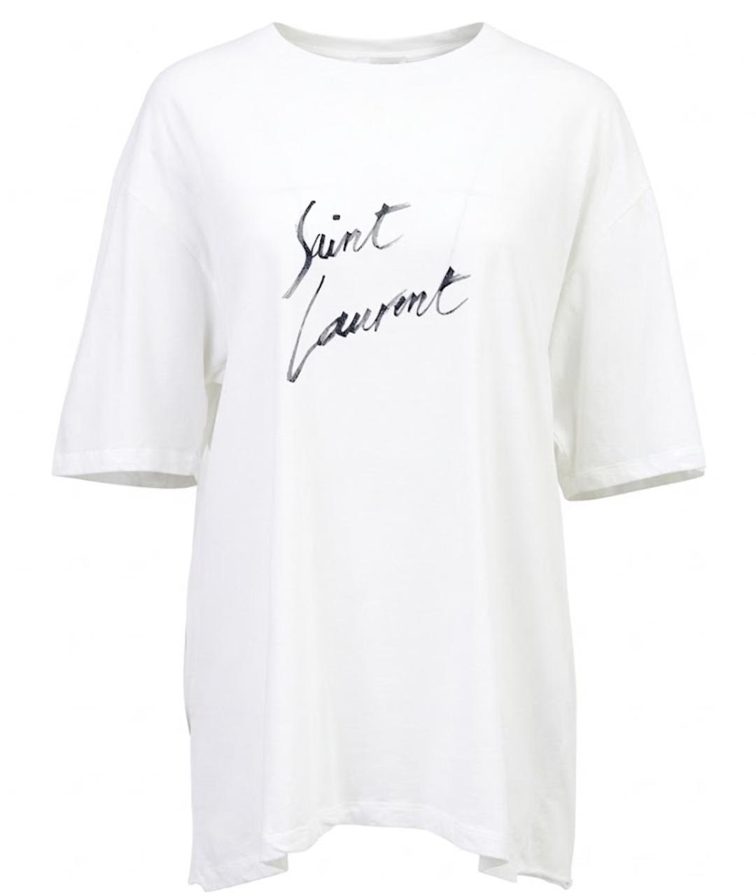 SAINT LAURENT Белая хлопковая футболка, фото 1