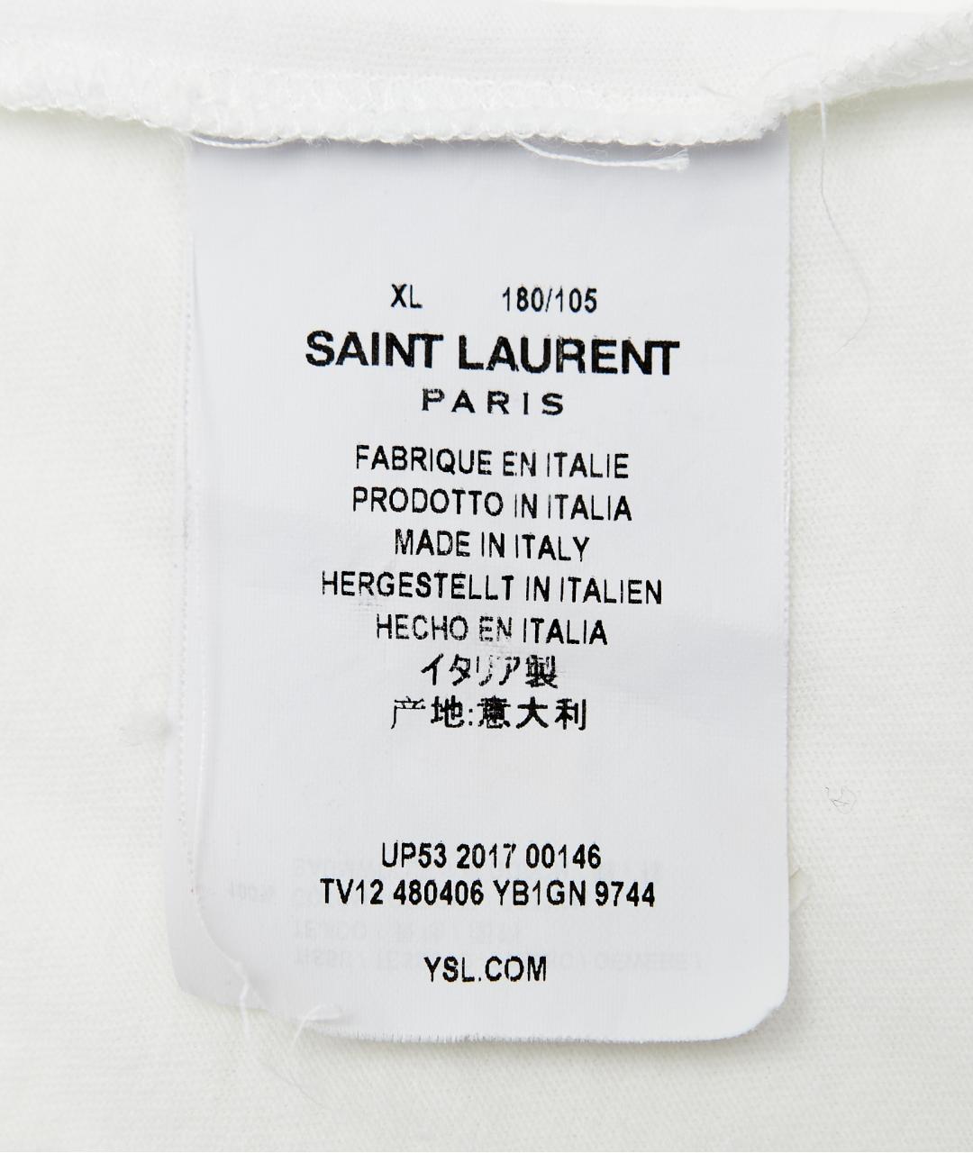SAINT LAURENT Белая хлопковая футболка, фото 5