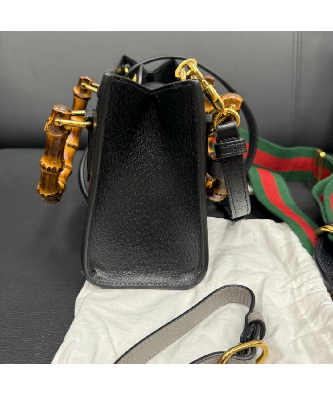 GUCCI Черная кожаная сумка тоут, фото 8