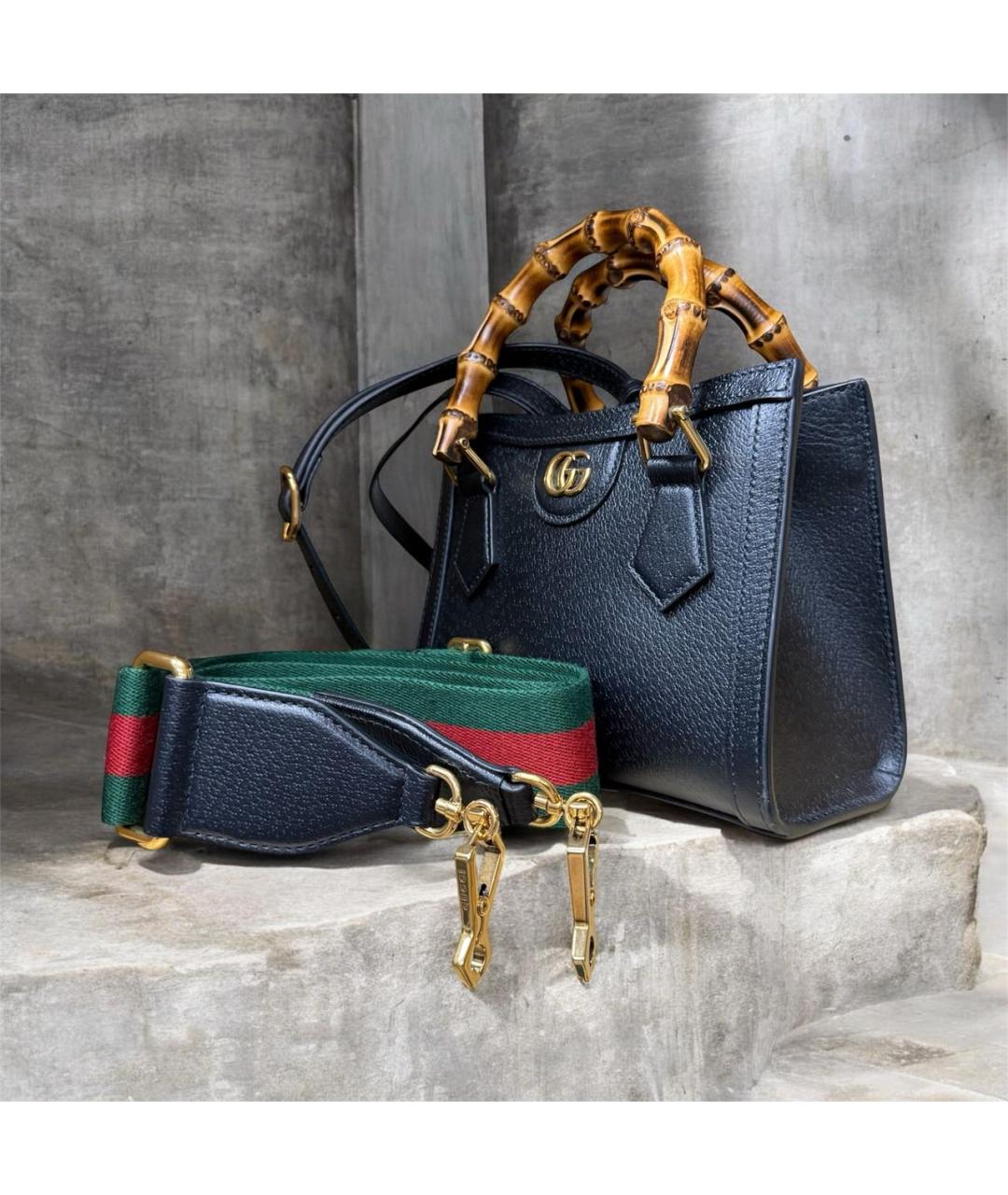 GUCCI Черная кожаная сумка тоут, фото 2