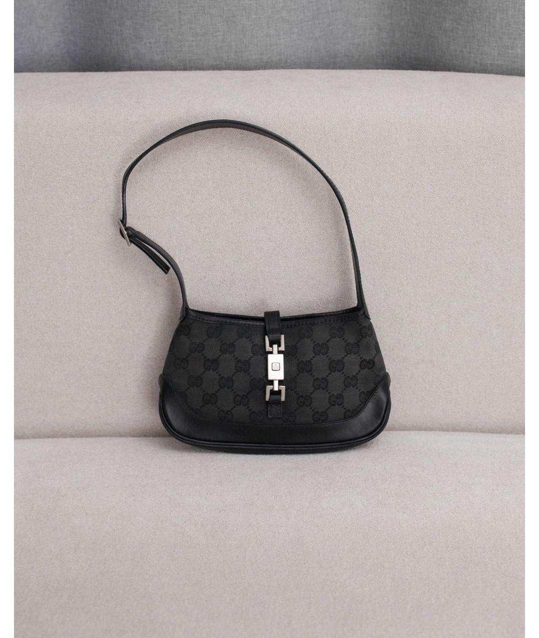 GUCCI Черная сумка с короткими ручками из канвы, фото 9