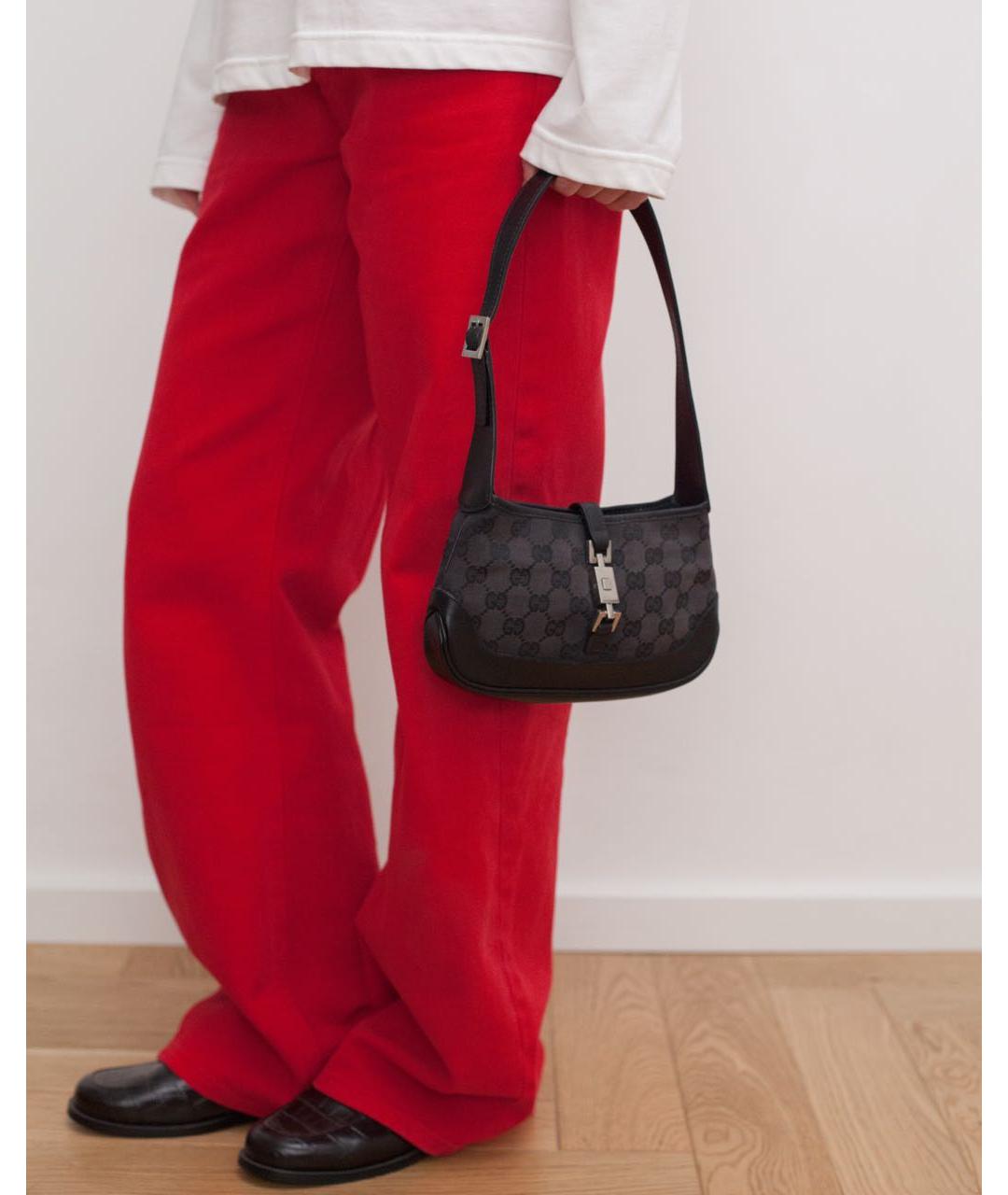 GUCCI Черная сумка с короткими ручками из канвы, фото 5