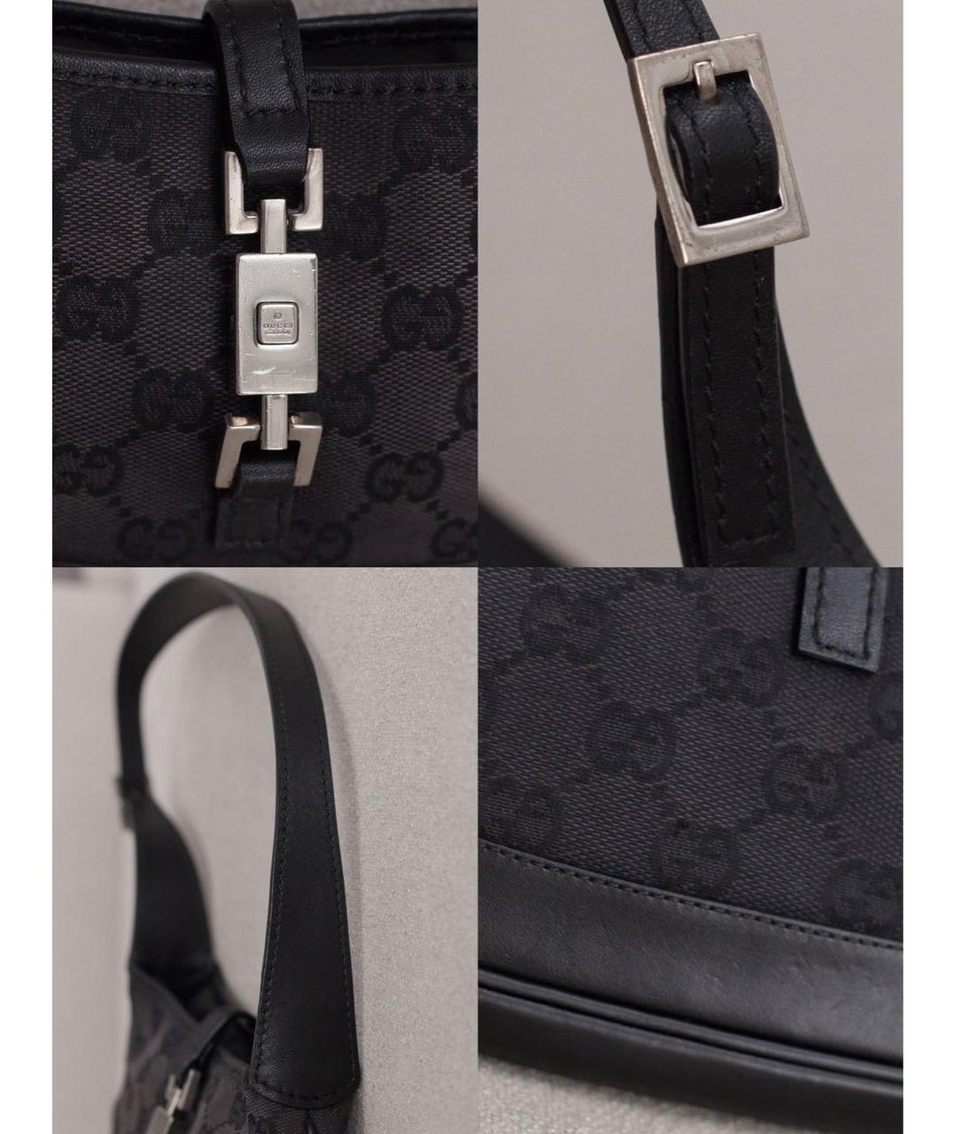 GUCCI Черная сумка с короткими ручками из канвы, фото 7