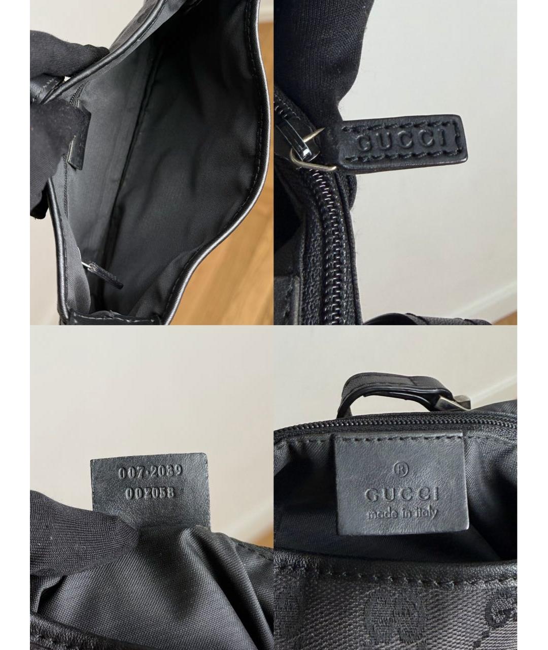 GUCCI Черная сумка с короткими ручками из канвы, фото 8