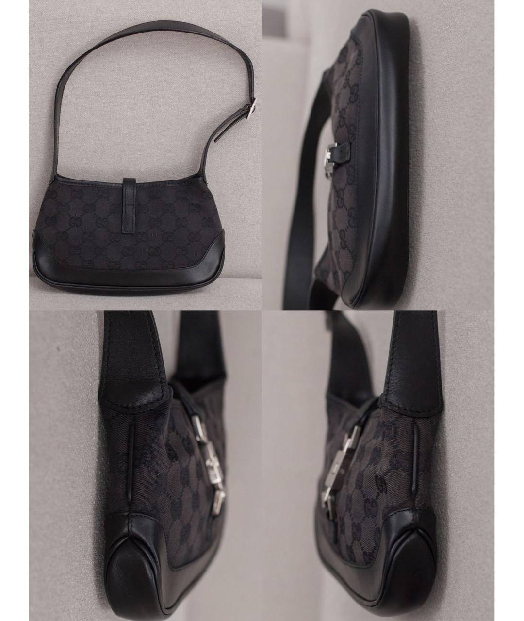 GUCCI Черная сумка с короткими ручками из канвы, фото 6