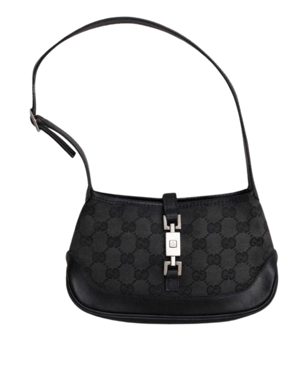GUCCI Черная сумка с короткими ручками из канвы, фото 1