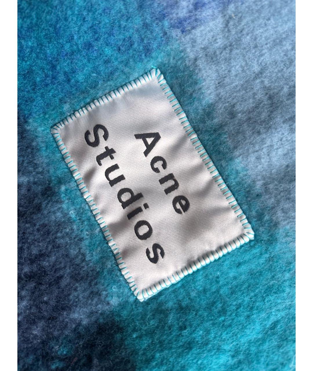 ACNE STUDIOS Голубой шерстяной шарф, фото 2