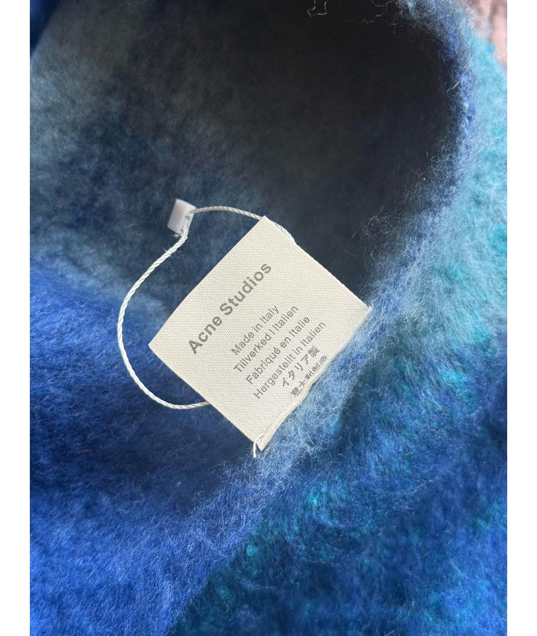 ACNE STUDIOS Голубой шерстяной шарф, фото 3