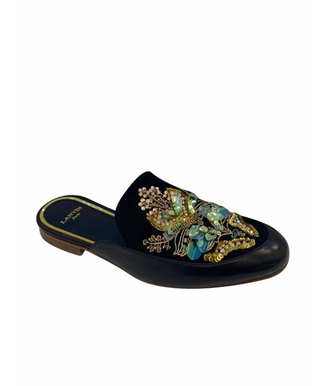 LANVIN Черные кожаные мюли, фото 1