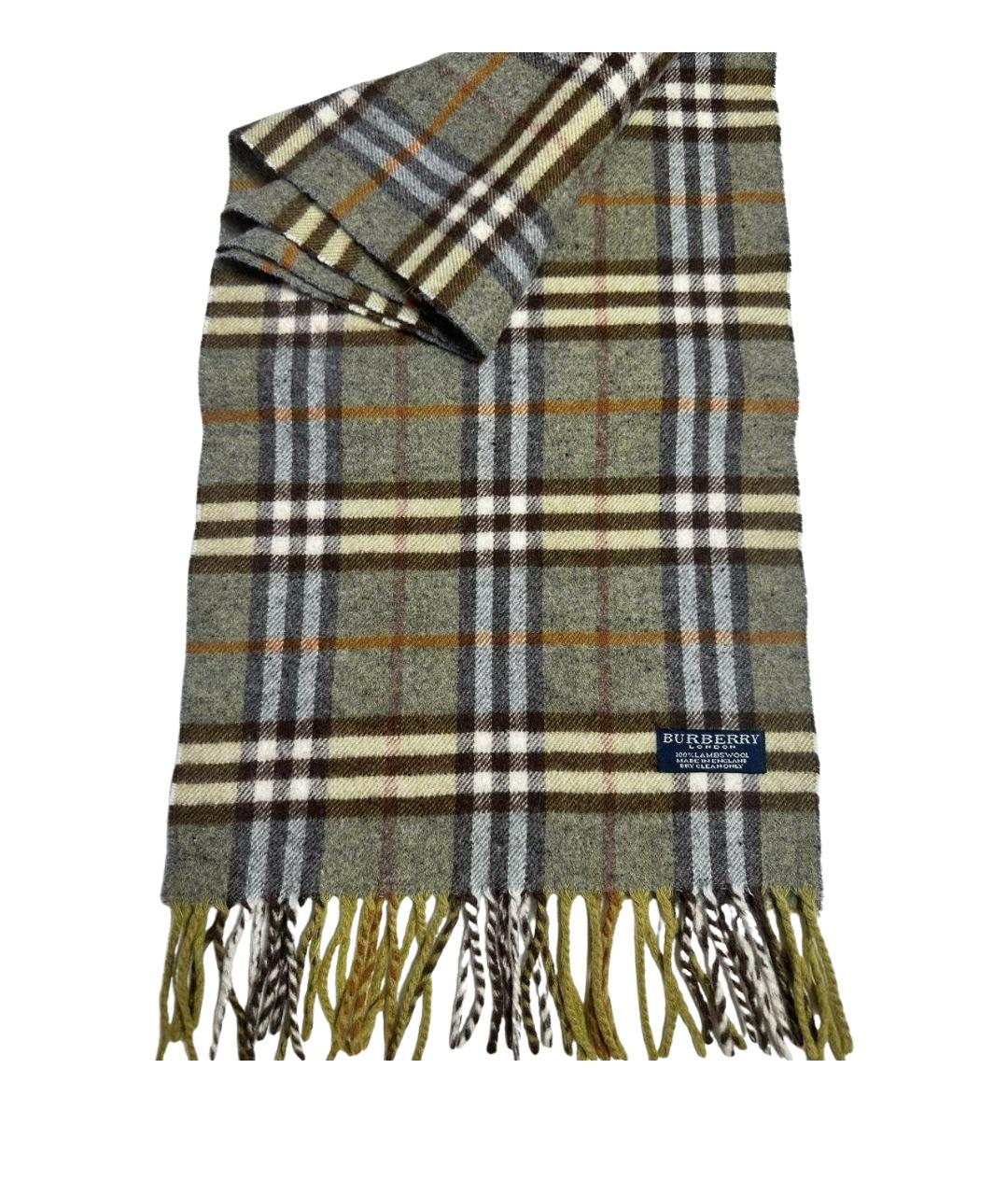 BURBERRY Зеленый шерстяной шарф, фото 1