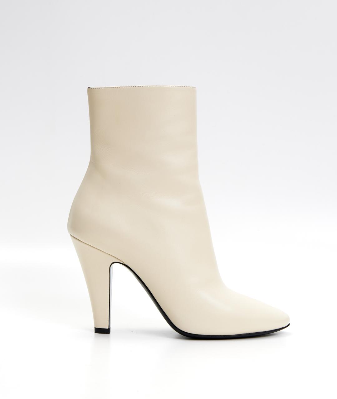 SAINT LAURENT Белые кожаные ботильоны, фото 8