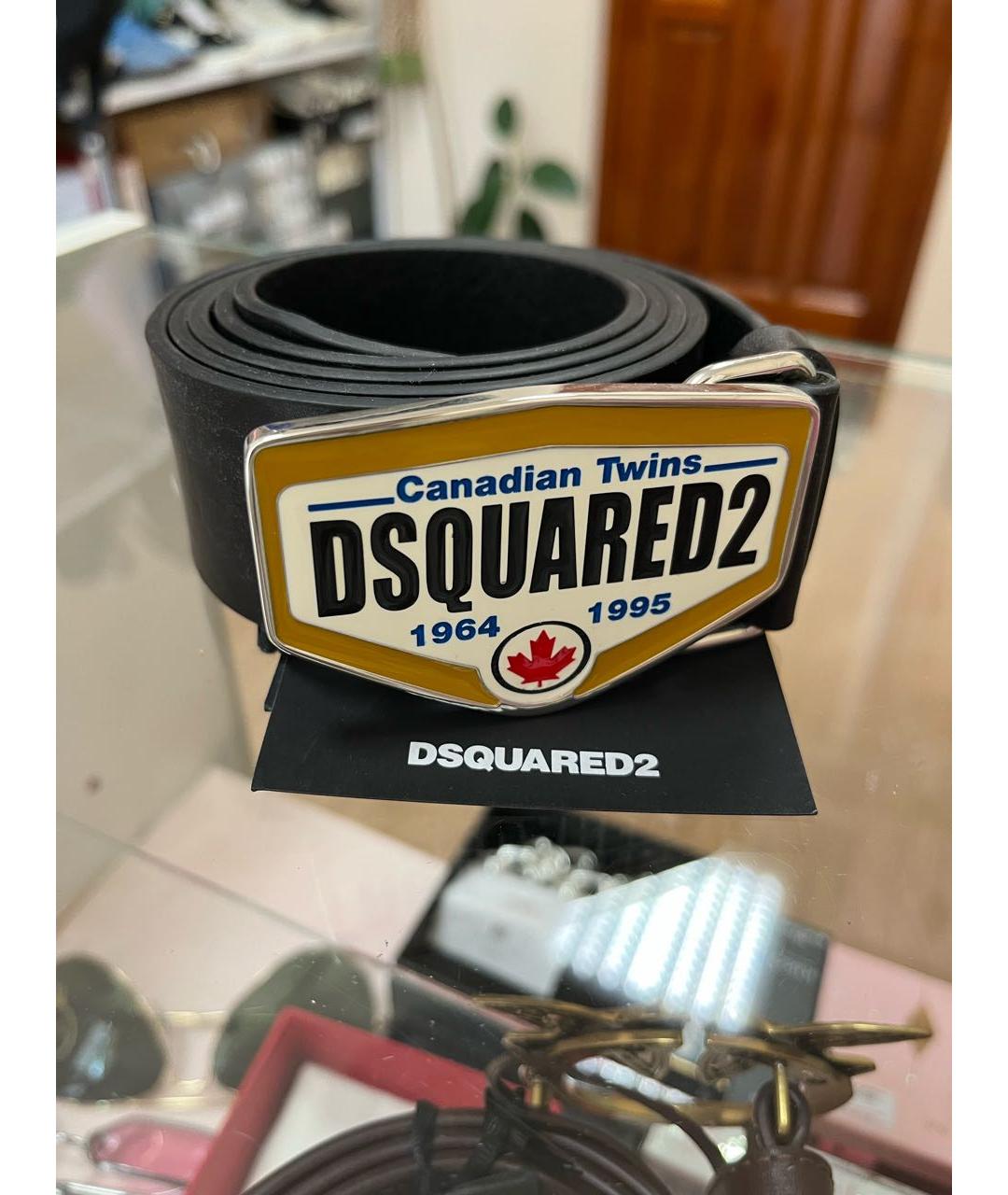 DSQUARED2 Черный кожаный ремень, фото 2