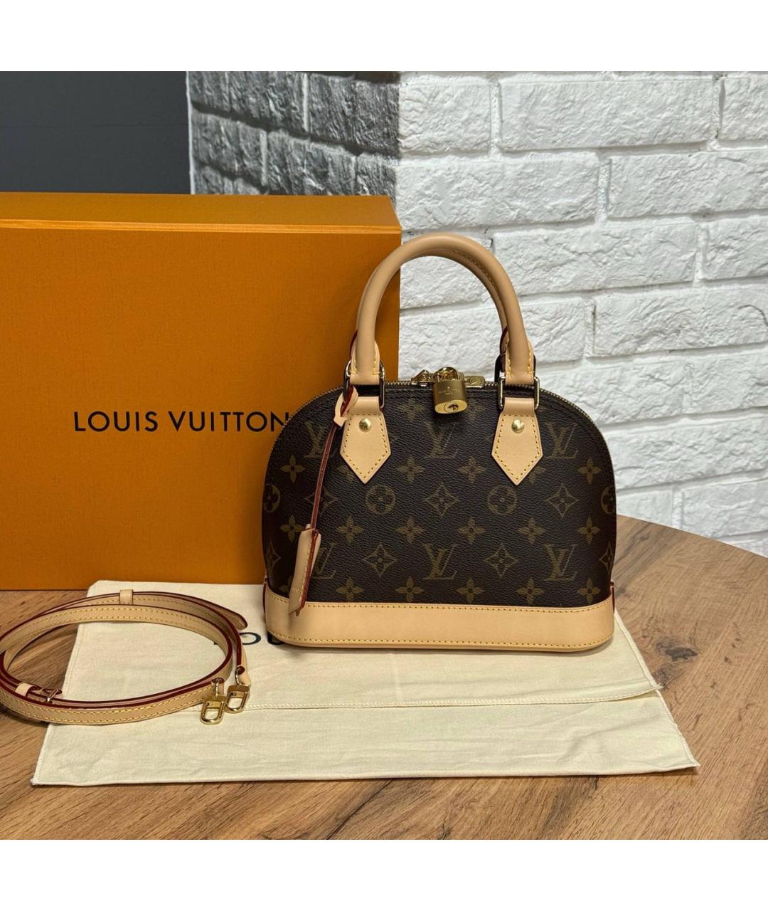 LOUIS VUITTON Коричневая сумка с короткими ручками из канвы, фото 2