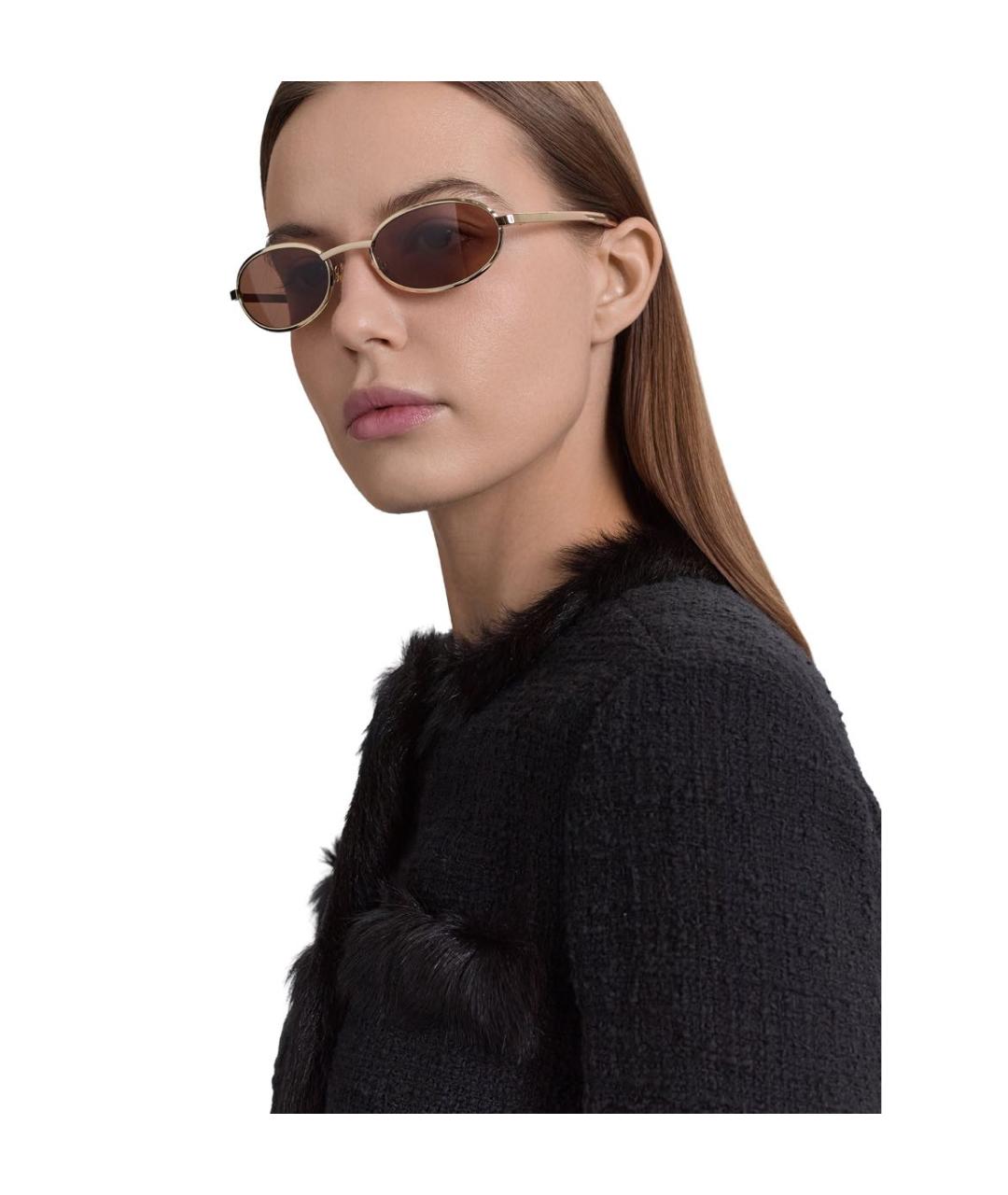 GUCCI Коричневые металлические солнцезащитные очки, фото 7