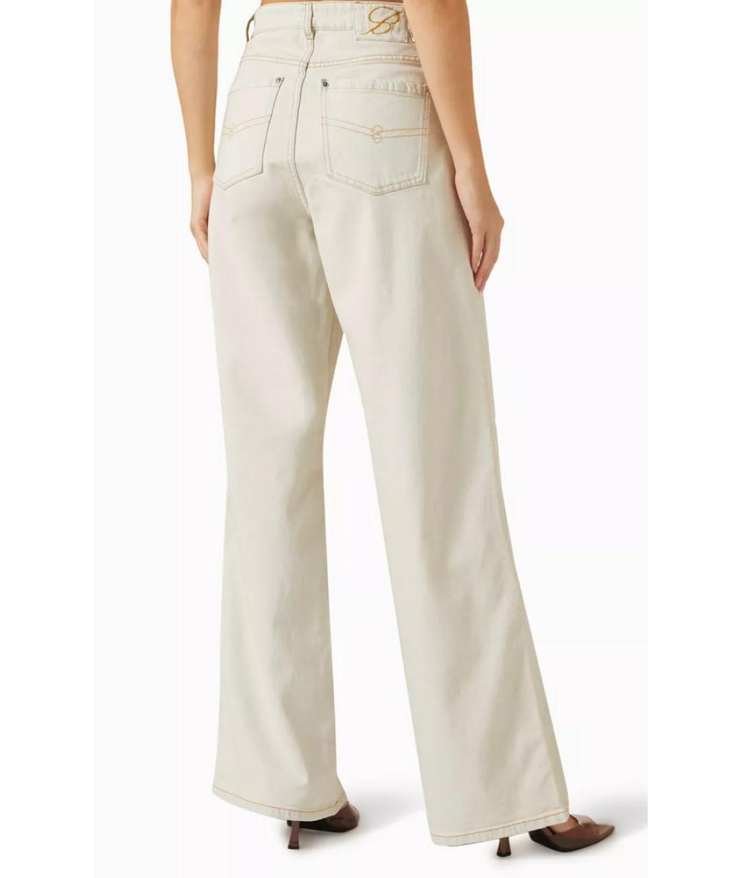BLUMARINE Бежевые хлопко-эластановые прямые джинсы, фото 8