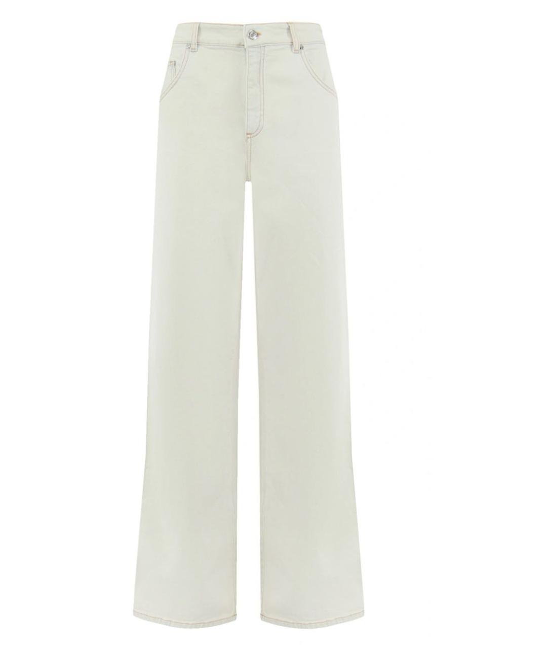 BLUMARINE Бежевые хлопко-эластановые прямые джинсы, фото 1