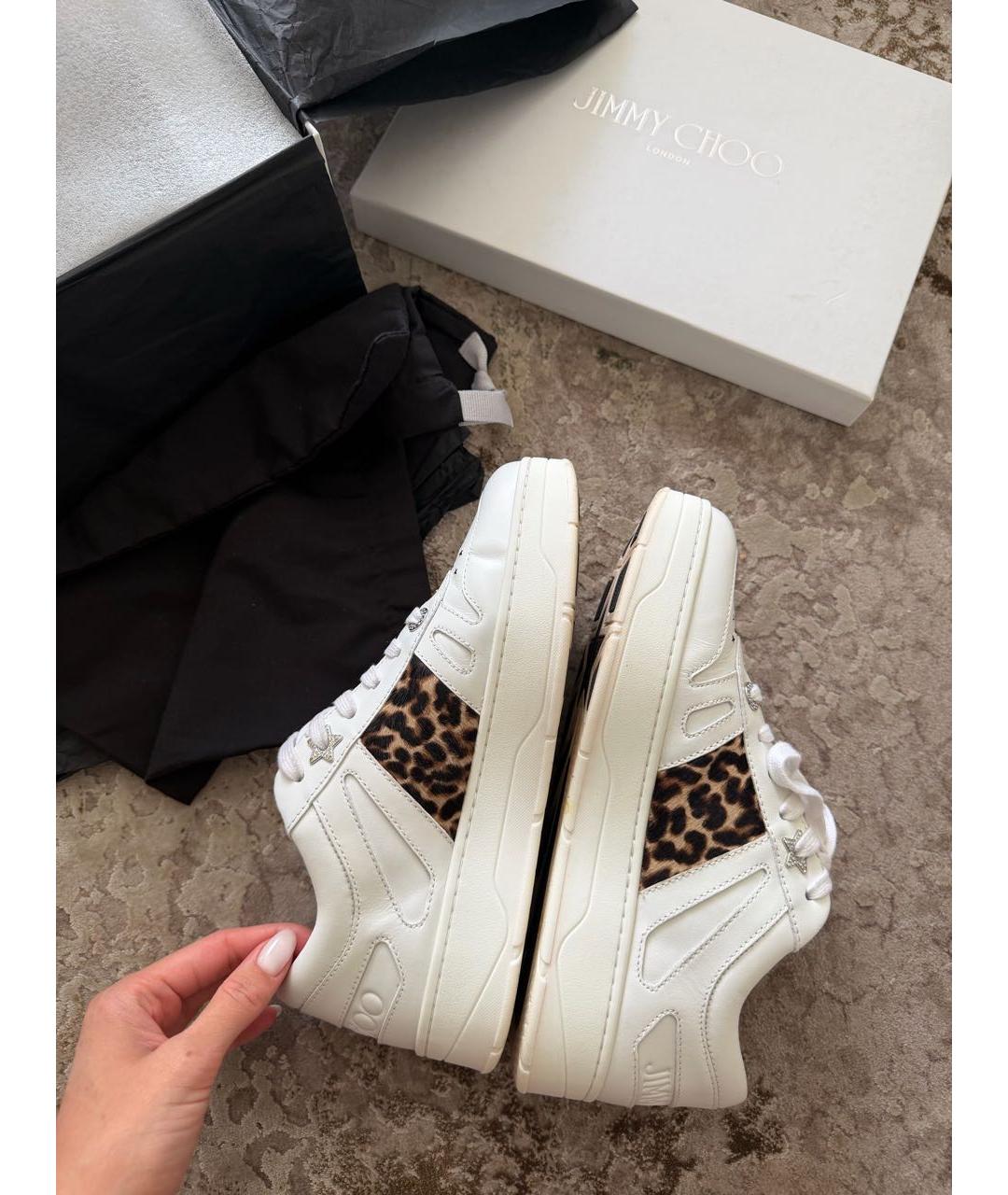 JIMMY CHOO Белые кожаные кроссовки, фото 3