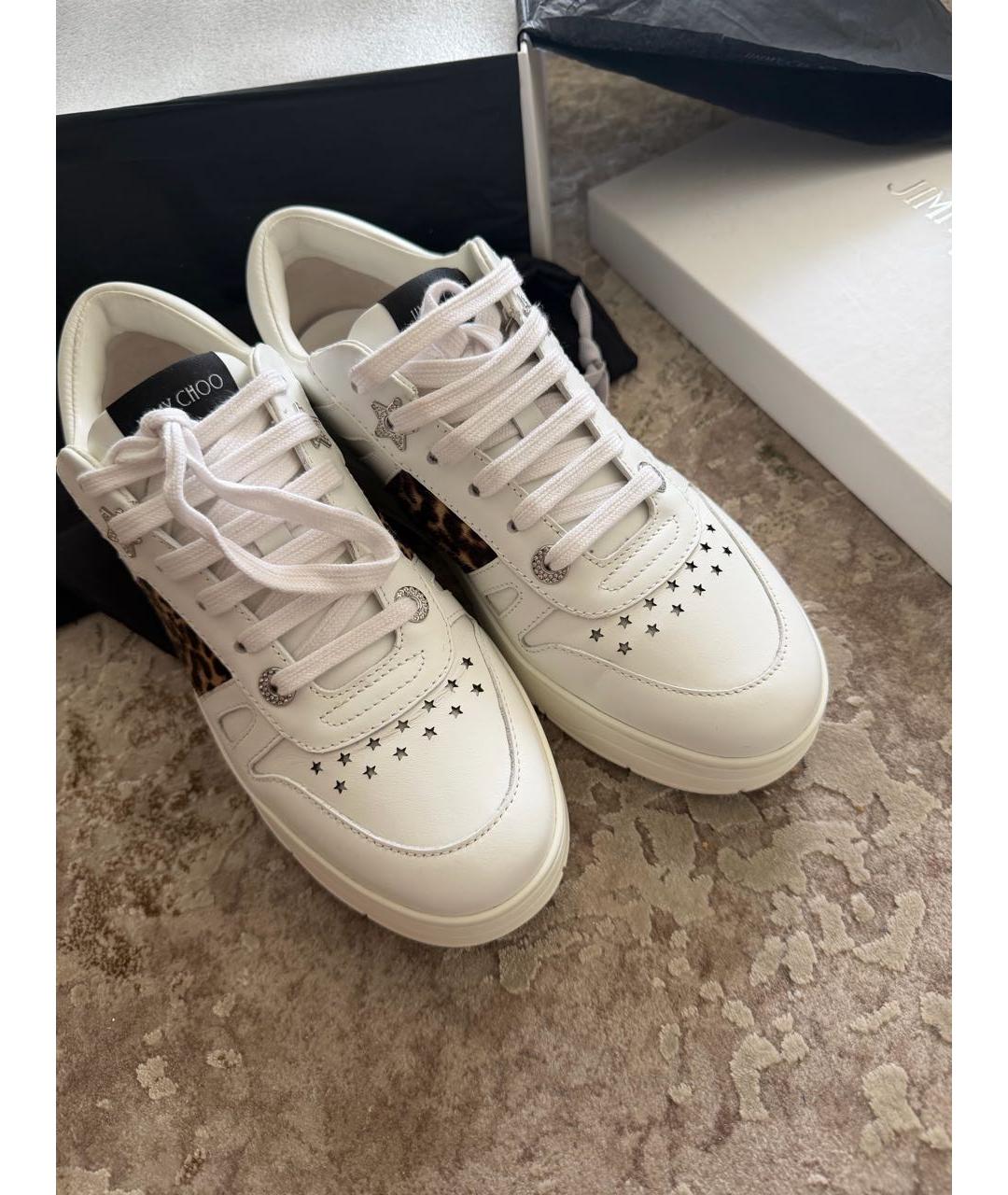 JIMMY CHOO Белые кожаные кроссовки, фото 2
