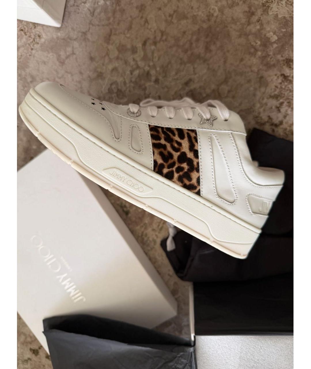 JIMMY CHOO Белые кожаные кроссовки, фото 4