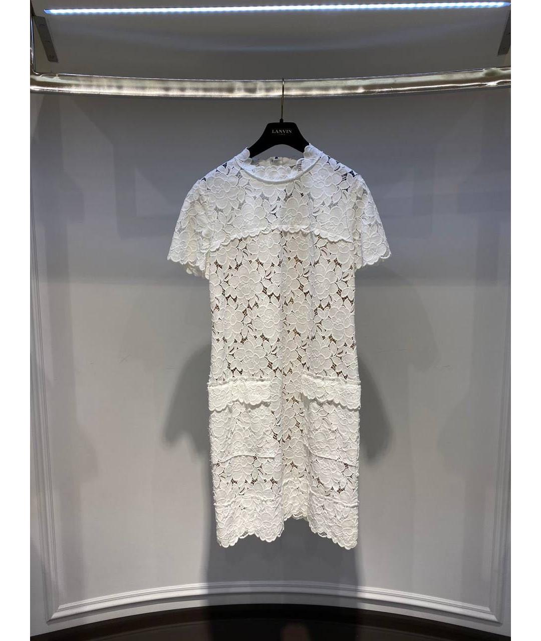 LANVIN Белое кружевное коктейльное платье, фото 3