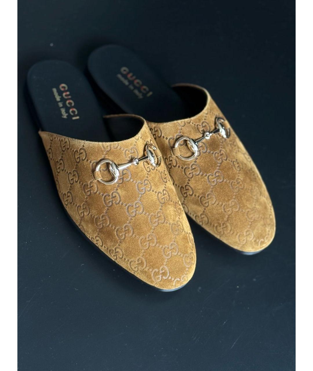 GUCCI Бежевые замшевые мюли, фото 2