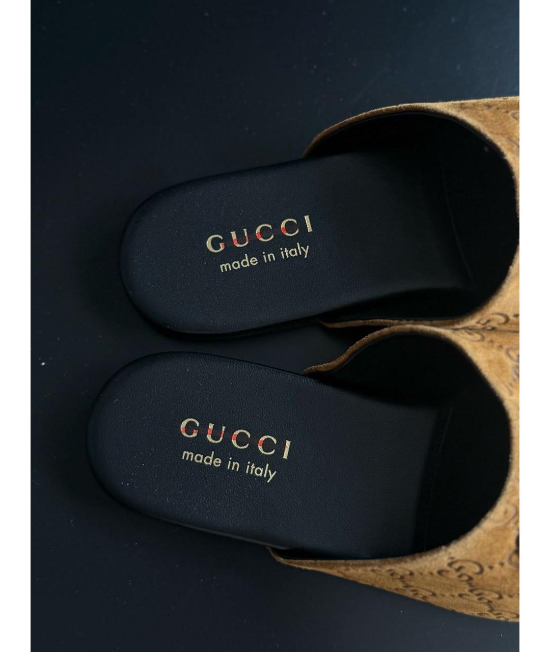 GUCCI Бежевые замшевые мюли, фото 3