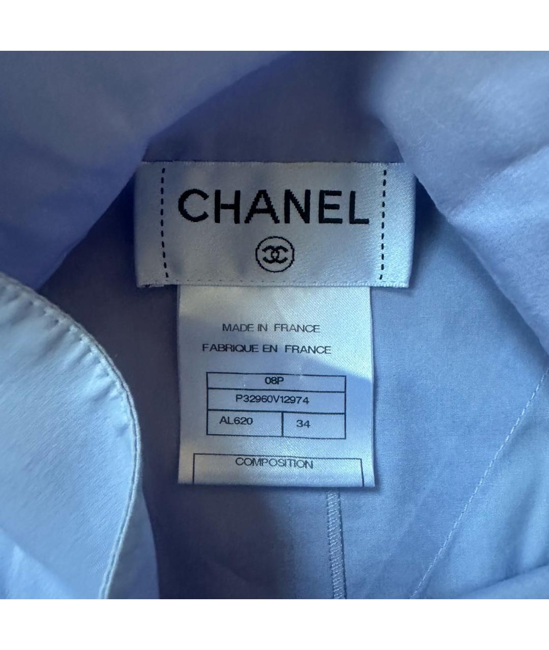 CHANEL Голубая хлопковая блузы, фото 3