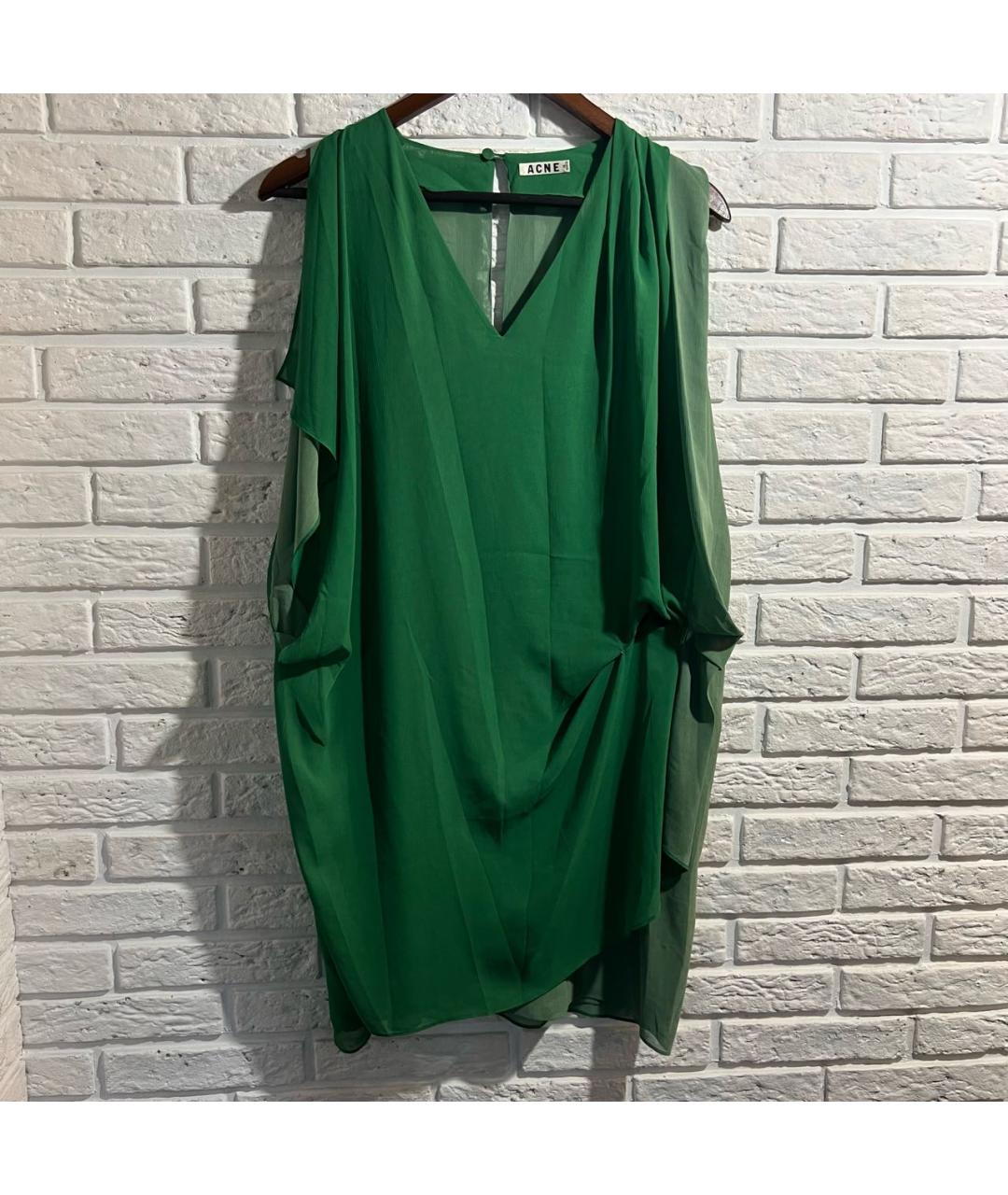 ACNE STUDIOS Зеленое полиэстеровое коктейльное платье, фото 7