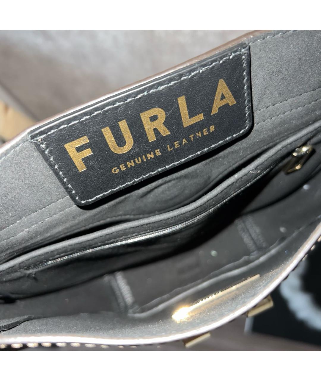 FURLA Черная кожаная сумка через плечо, фото 5