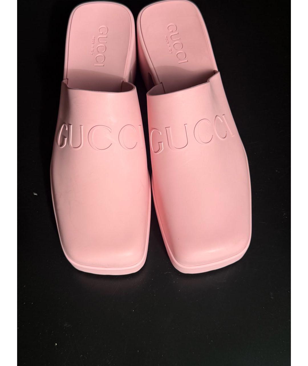 GUCCI Розовые резиновые сабо, фото 3