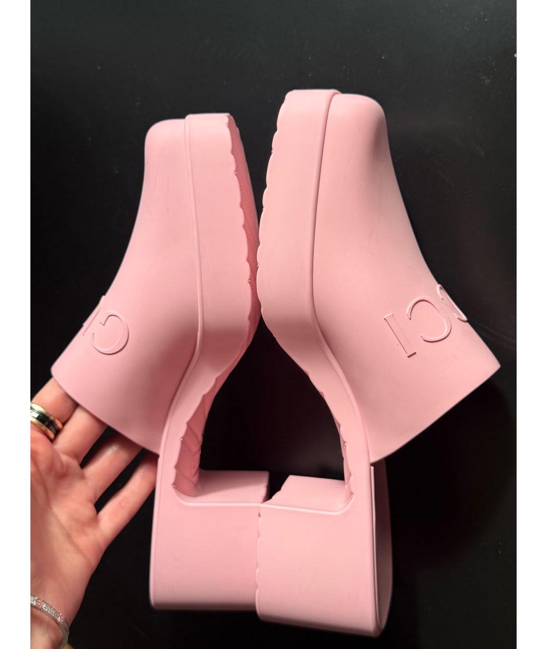 GUCCI Розовые резиновые сабо, фото 5