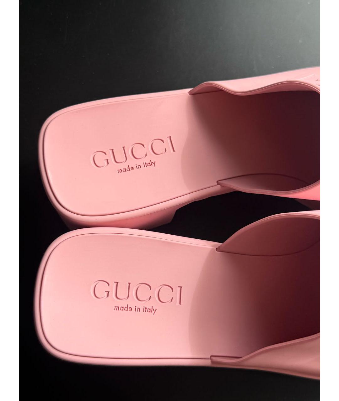 GUCCI Розовые резиновые сабо, фото 4