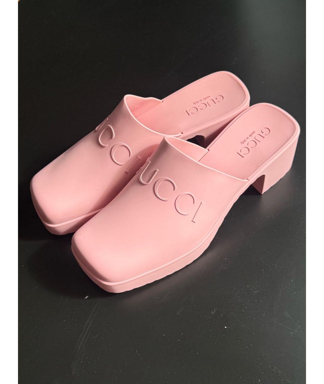 GUCCI Розовые резиновые сабо, фото 2