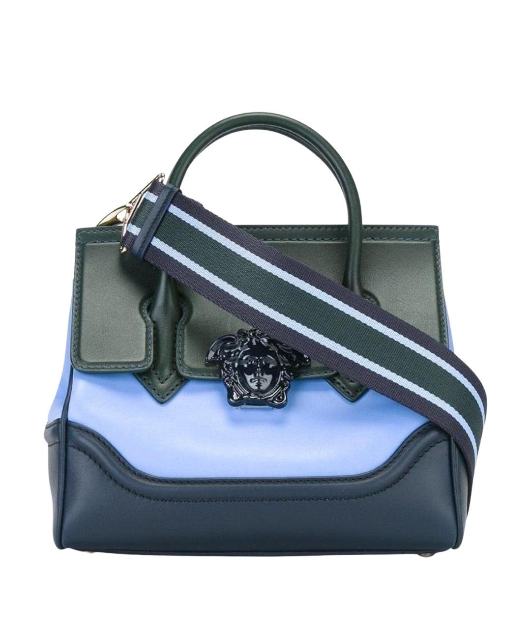 VERSACE Голубая кожаная сумка через плечо, фото 1