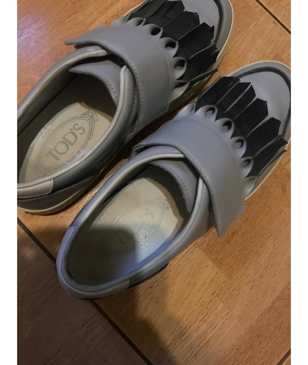 TOD'S Голубые кожаные кеды, фото 3