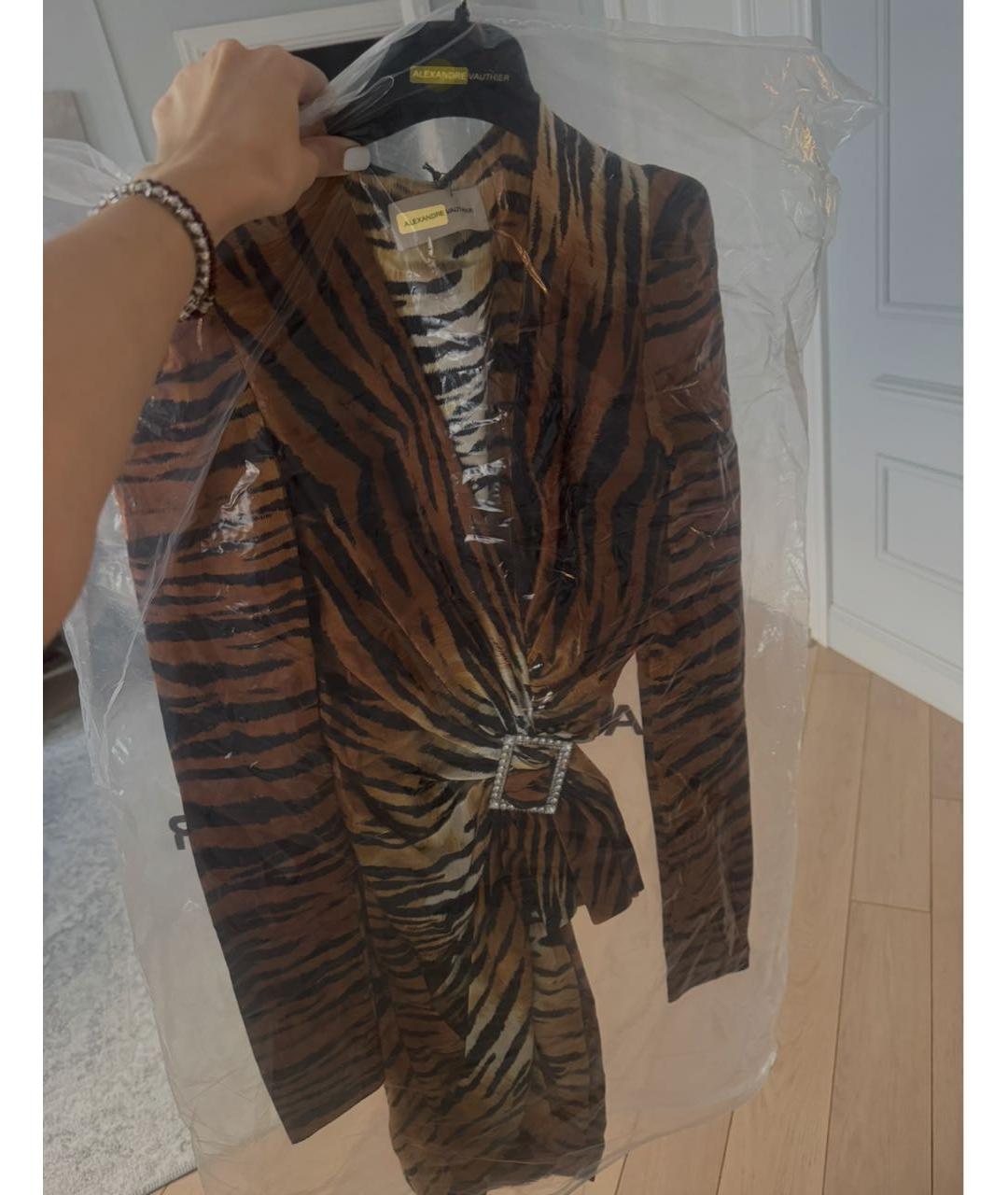 ALEXANDRE VAUTHIER Коричневое шелковое вечернее платье, фото 4