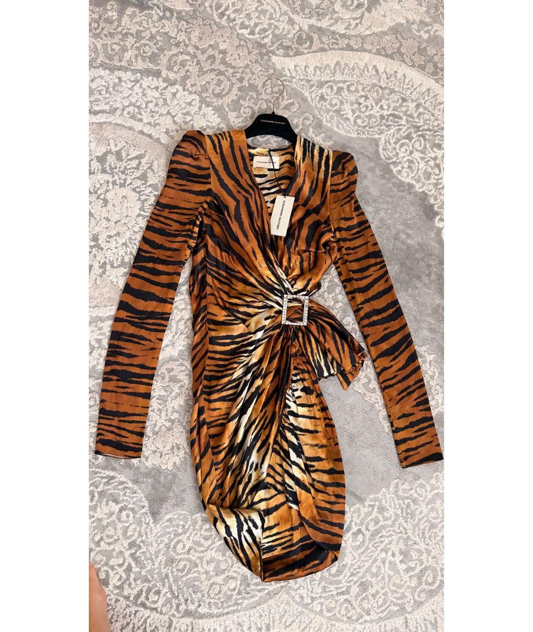 ALEXANDRE VAUTHIER Коричневое шелковое вечернее платье, фото 3