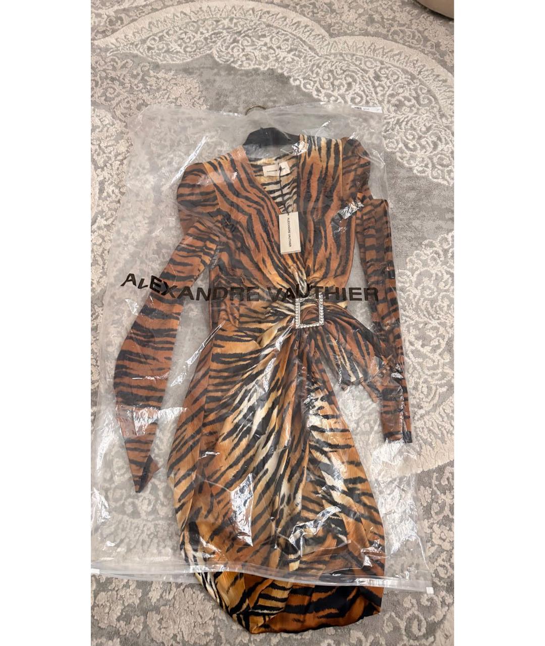 ALEXANDRE VAUTHIER Коричневое шелковое вечернее платье, фото 2