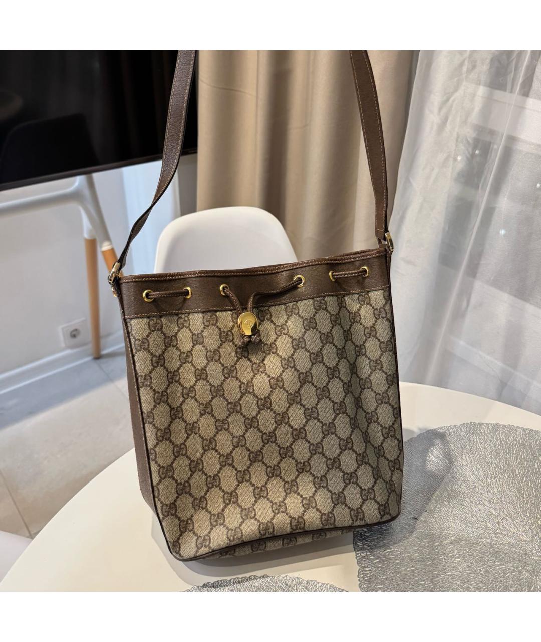 GUCCI Коричневая сумка через плечо из канвы, фото 3