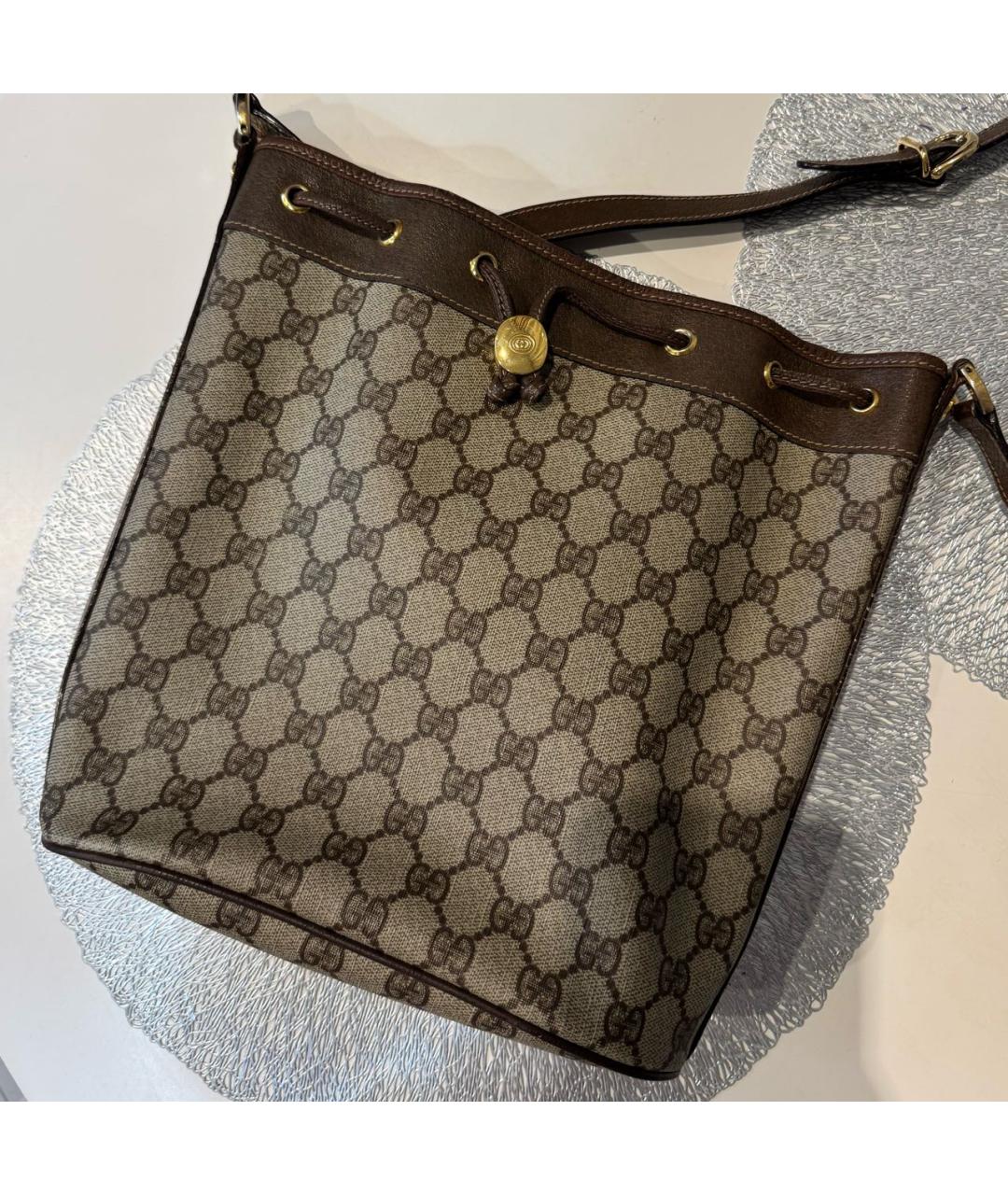 GUCCI Коричневая сумка через плечо из канвы, фото 2