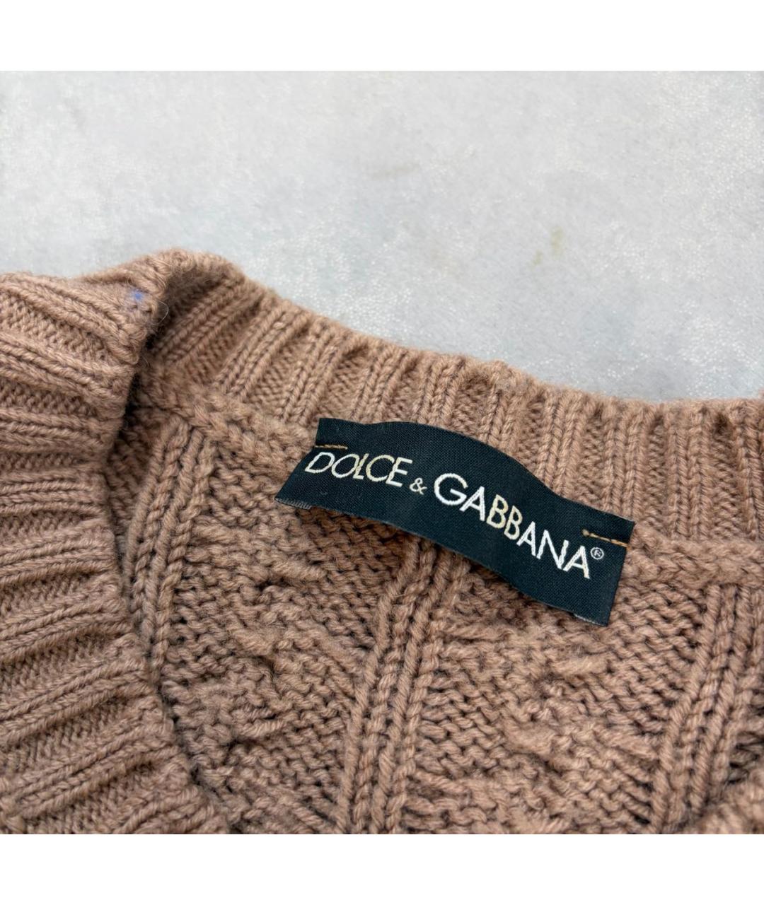 DOLCE&GABBANA Бежевый шерстяной джемпер / свитер, фото 3