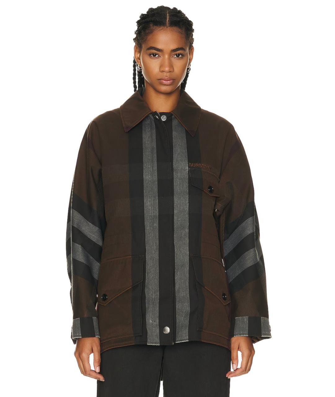 BURBERRY Коричневая полиэстеровая куртка, фото 2