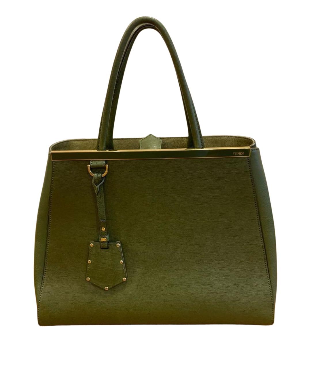 FENDI Зеленая кожаная сумка тоут, фото 1