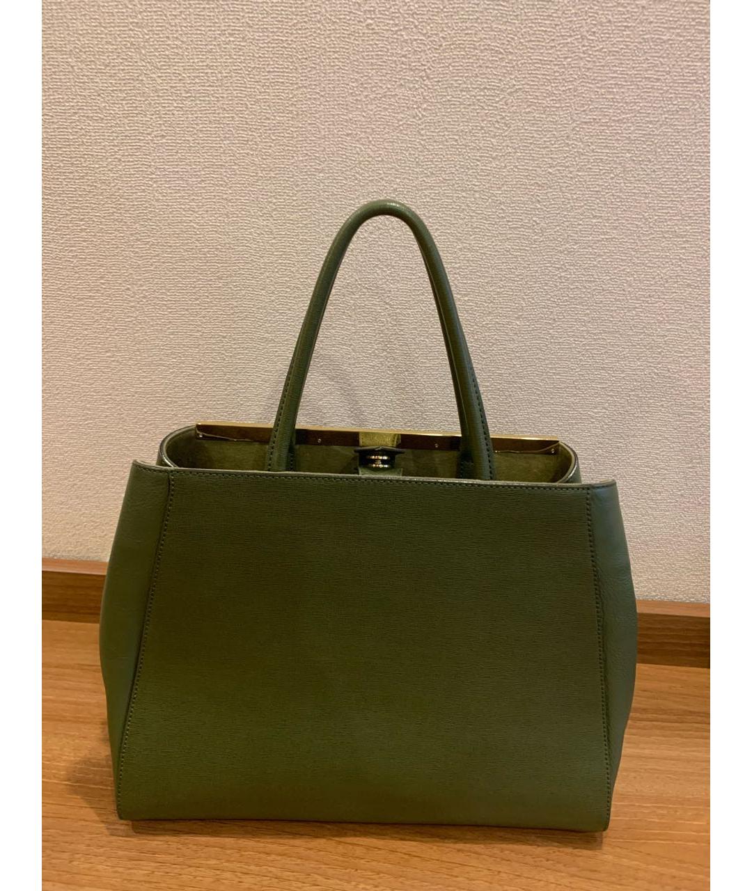 FENDI Зеленая кожаная сумка тоут, фото 3