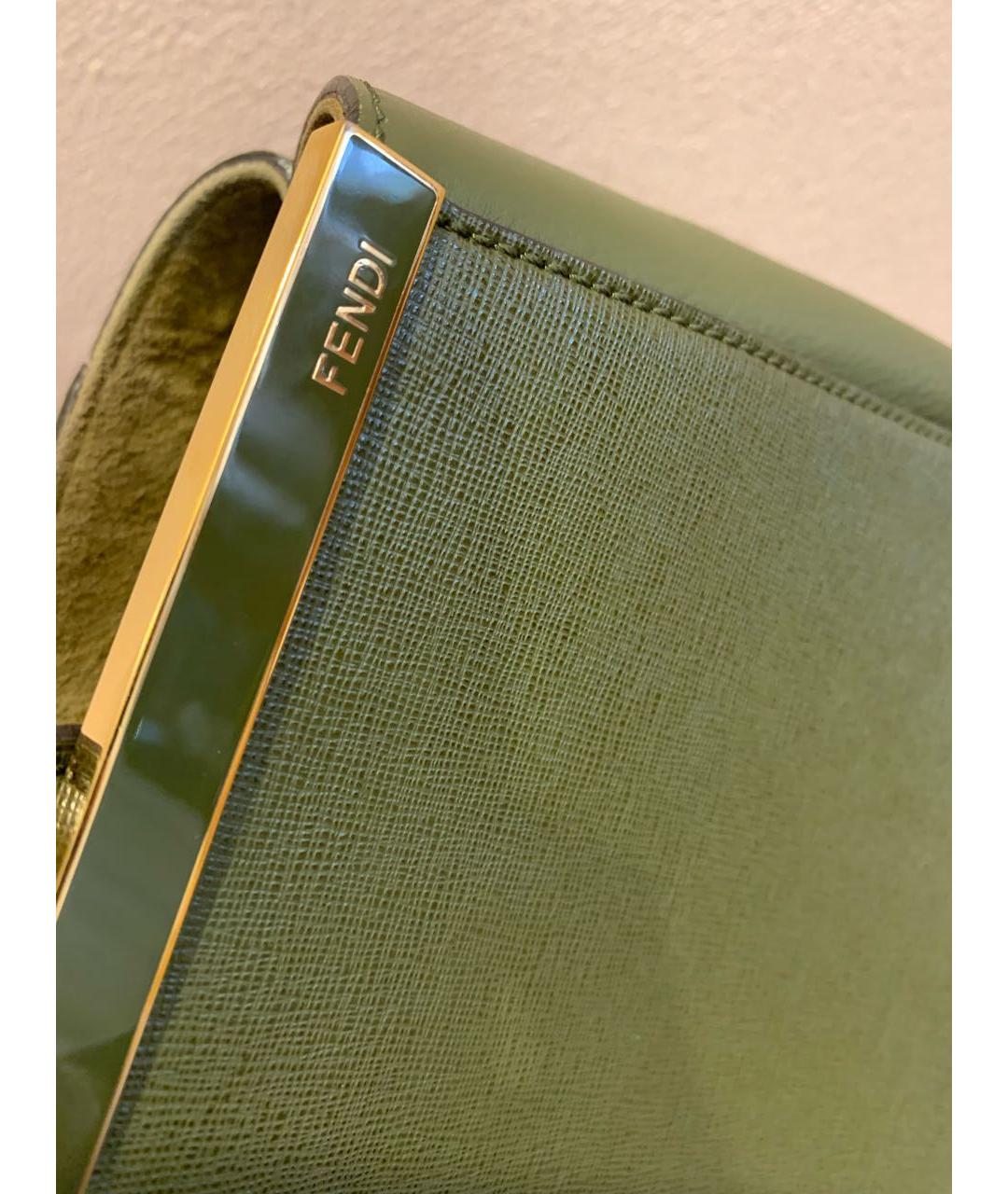 FENDI Зеленая кожаная сумка тоут, фото 5