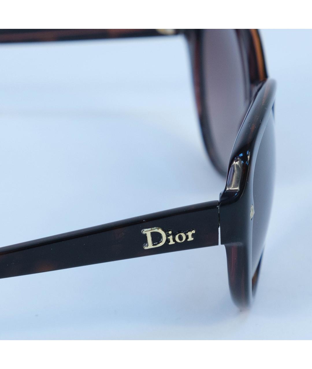 CHRISTIAN DIOR Коричневые пластиковые солнцезащитные очки, фото 5