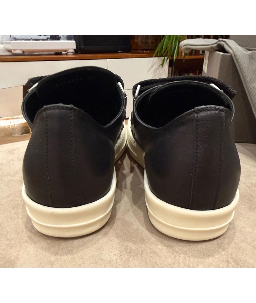 RICK OWENS Черные кожаные низкие кроссовки / кеды, фото 5