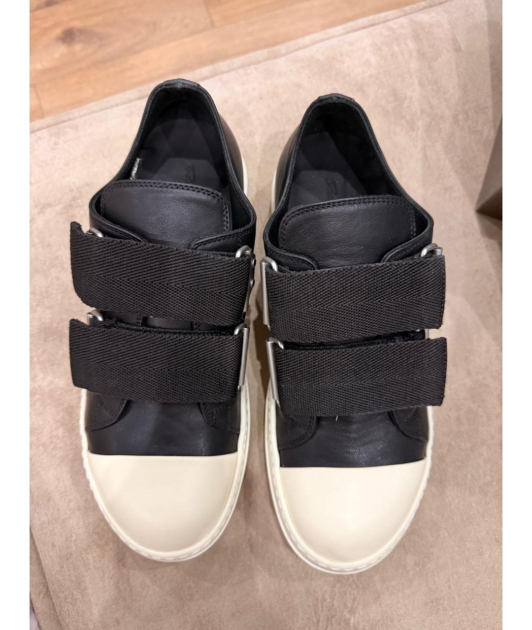 RICK OWENS Черные кожаные низкие кроссовки / кеды, фото 3